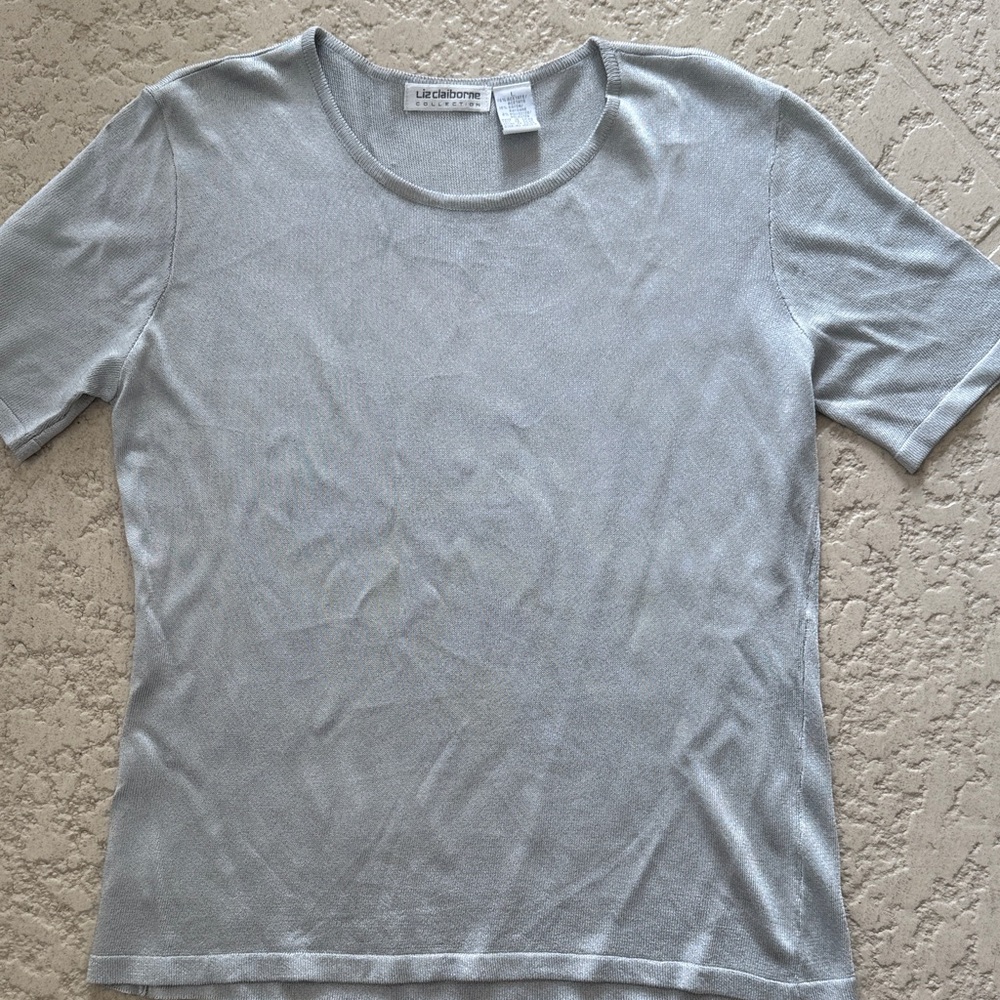 Liz Claiborne Women's Soft Gray Short Sleeve Top